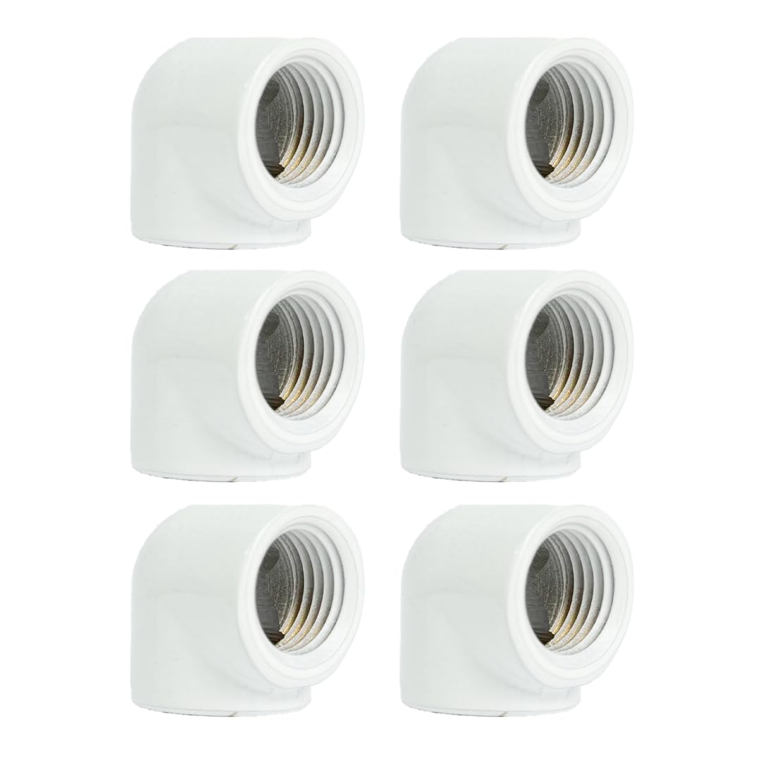 Dracaena.io 6-Pack G1/4 90° Elbow Fitting, F-F, White, Brass Water Cooling