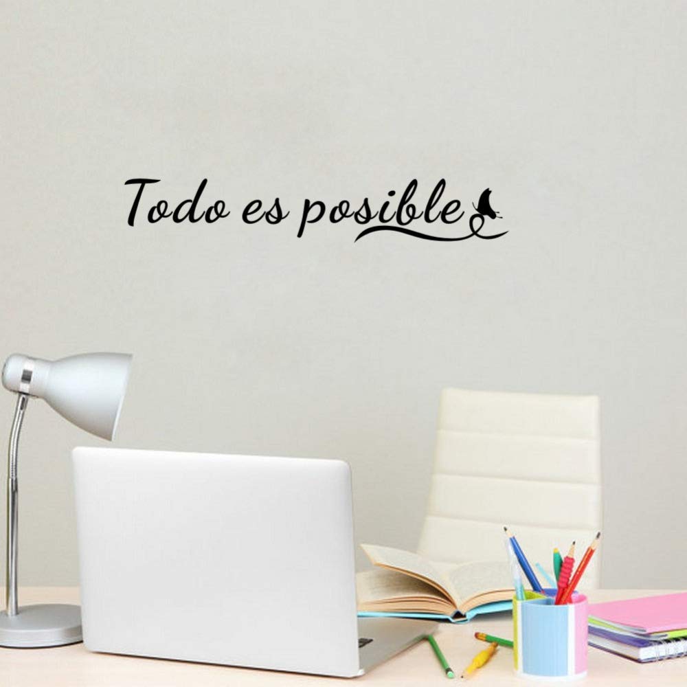Everything is Possible Spanish Motivational Quote Removable Vinyl Wall Art Sticker Home Office Wall Decoration 9 * 56Cm