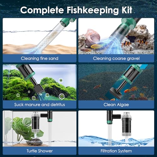 AKKEE 8-in-1 Aquarium Vacuum Cleaner - 36W Fish Tank Gravel Cleaner with Water Changer and Timer