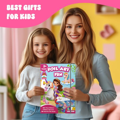homicozy-Art-Craft-Activity-for-Kids-Foil-Fun-Unicorn-PrincessesNo-Mess-Art-Crafts-for-GirlsDIY-Foil-Foam-StickersCreative-Activity-KitsKids-Travel-ToysGifts-for-Girls-Boys-Ages-4-10