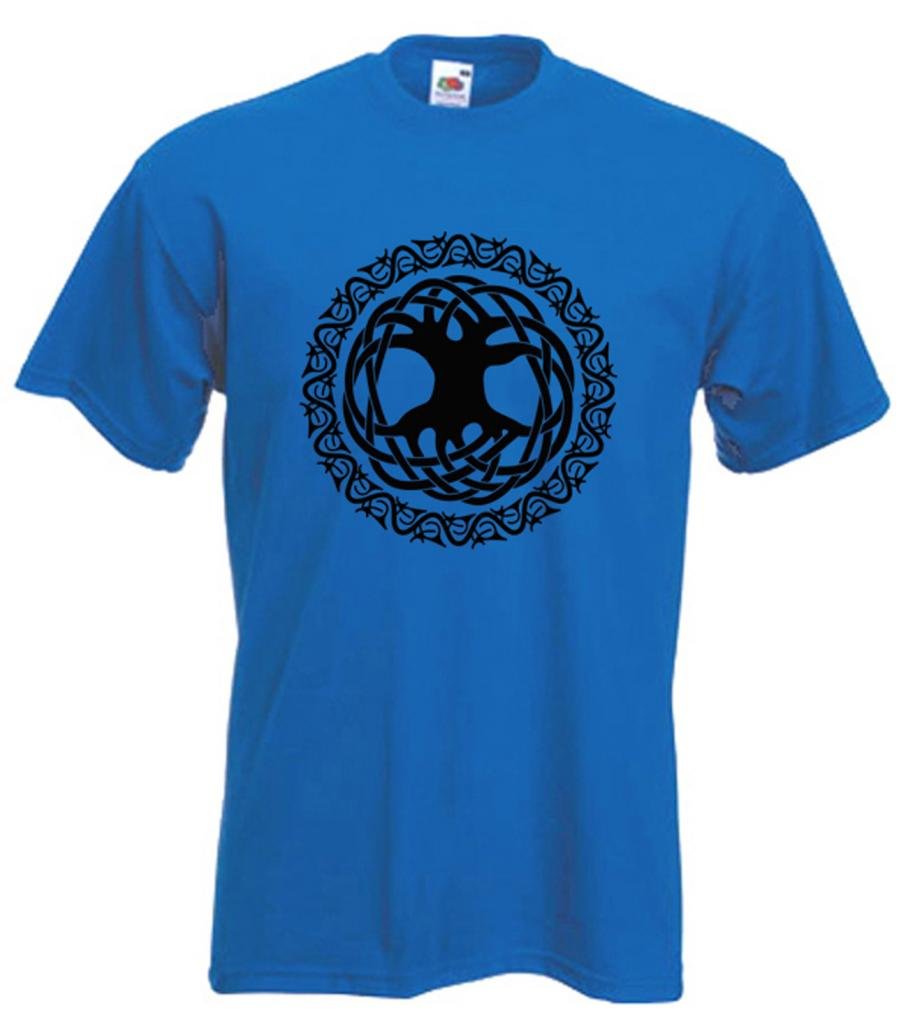 Celtic Tree of Life Mens T-Shirt (Medium, Royal)