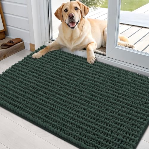 Image of OLANLY Dog Door Mat for Muddy Paws 36x24, Ultra-Absorbent Chenille Mud Mat