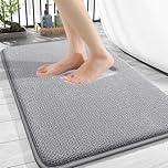 smiry Thick Memory Foam Bath Mat,50 x 75 cm,Extra Soft Absorbent Bathroom Mat,Non-Slip Quick Dry Bath Mats for Bathroom,Machine-Washable Bath Rug Foot Mat,Grey