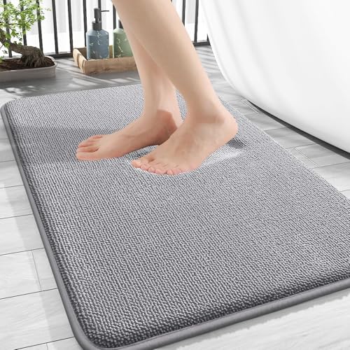 Homaxy Memoryschaum Badezimmerteppich Weich Badematte rutschfest Waschbar Dick Badteppich Saugfähig Badvorleger Bad Teppich Duschvorleger für Badezimmer - 40x60 cm, Grau Homaxy Memoryschaum Badezimmerteppich Weich Badematte rutschfest Waschbar Dick Badteppich Saugfähig Badvorleger Bad Teppich Duschvorleger für Badezimmer - 40x60 cm, Grau