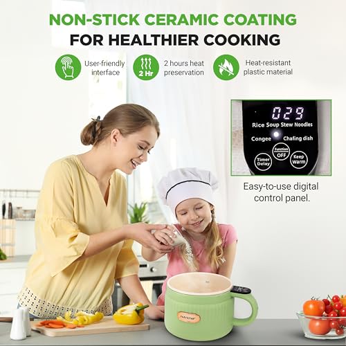 image for NutriChef 1.6 QT Portable Electric Rice Cooker & Lunch Maker | Multi-F