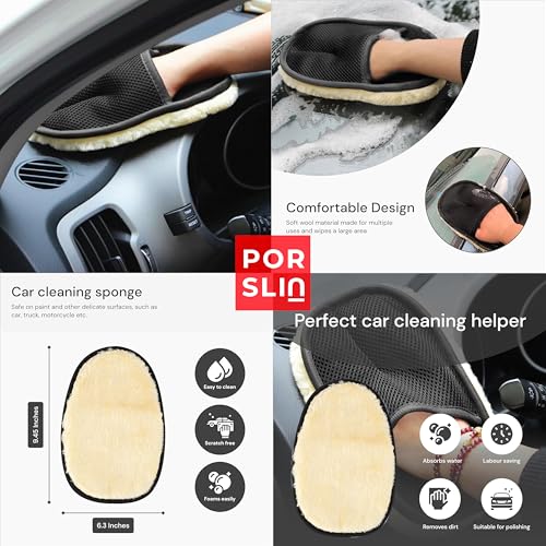 Image of Porslin 5 Pcs Microfiber Car Duster Kit | Extendable Long Handle Cleaning Tools | Scratch-Free Interior & Exterior Brush Set | Lint-Free Car Accessories for Cars, SUVs, Bikes & Home Detailing