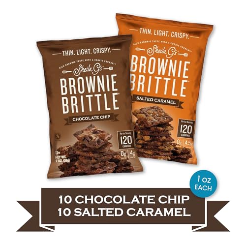 Brownie Brittle Sheila G'S Brownie Brittle – Chocolate Chip & Salted Caramel Thin And Crispy Sweet Snacks (Pack Of 20, 1 Oz), Rich Gourmet Brownie Bites Dessert thumb #1