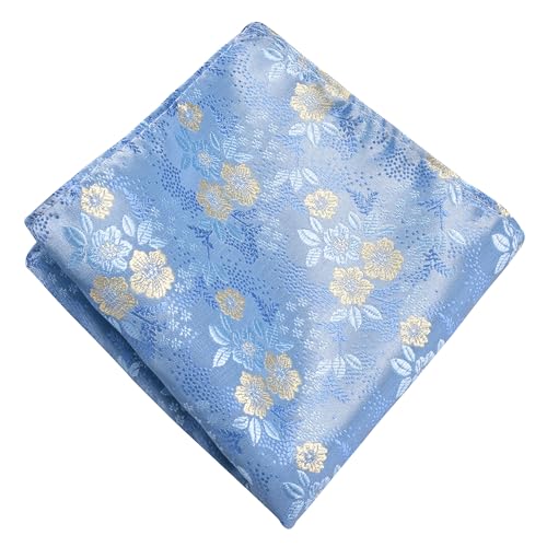 Image of GUSLESON 3.15 inch(8cm) Mens Floral Tie and Lapel Pin Necktie Hankerchief Cufflinks Set for Men