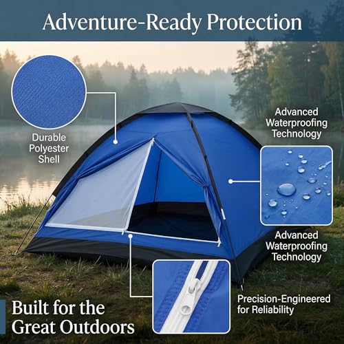XL 2 Person Camping Tent - Lightweight Waterproof Backpacking Tent with Weather-Resistant & Carry Bag, Compact Outdoor Shelter for Hiking, Fishing, Beach - Durable Tents for Camping - Thumbnail 5