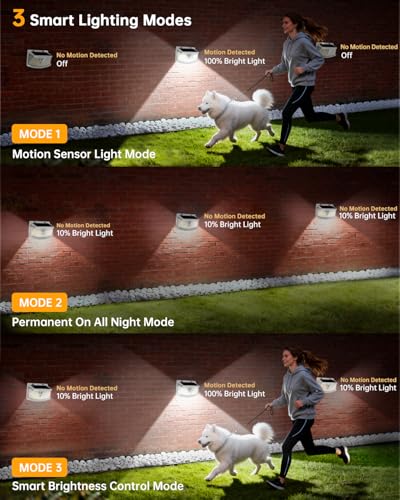 Image of Aootek New Solar Motion Sensor Lights 120 LEDs with Lights Reflector,270 Wide Angle, IP65 Waterproof, Step Lights for Front Door, Yard, Garage, Deck (White, Daylight White, 2-Pack)