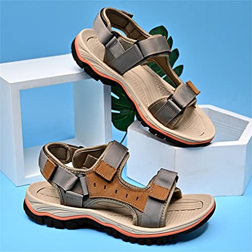 Men's Sandals Leather Sandals Sandals Outdoor Soft Leather Dress Sandals Slides Shoes Wading Slippers(45)3