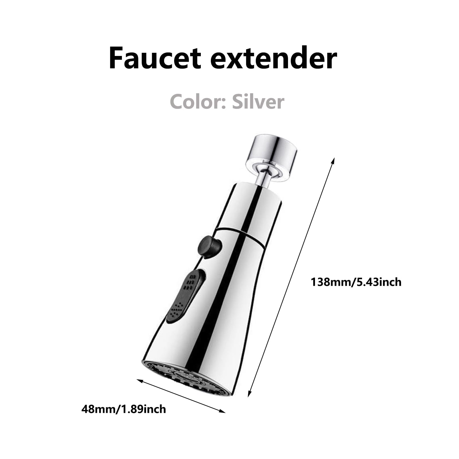360° Aireador Grifo Cocina, Ajustable 3 Modos Salida Agua, Difusor Universal, Grifo Con Dispositivo Antivaho Para La Cocina Y El Cuarto De Baño (Plata)