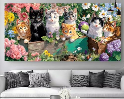 Diamond Painting Chat XL 80x240cm pour décoration salon
