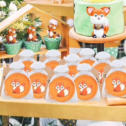 15 Pack Fox Mini Coin Purses with Keyring for Woodland Animals Forest Wild Camp Themed Goodie Bag Stuffer, Present for Friends, Creative Souvenirs,Birthday Party,Orange4