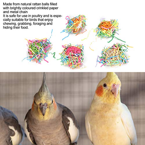 Pssopp Parrot Shredding Toys Paper Strips Bird Chew Toy Rattan Ball Bird Shredders Toy Foraging Hanging Toy for Parrot Budgie Parakeet Cockatiel Conure Swings - Image 3