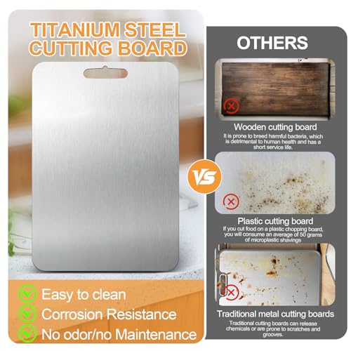 100% Pure Titanium Cutting Boards for Kitchen, Titanium Cutting Board Set of 3, 2025 New Food-Grade Chopping Board for Easy to Clean and Will Not Absorb Odors - Image 5