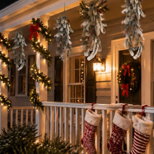 Image of HASTHIP 2Pcs Artificial Christmas Teardrop Swags with Pine Cones