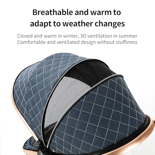Image of 2 in 1 Baby Stroller with Bassinet Mode, Reversible Infant Pram, One-Click Folding, Newborn Travel Stroller, Convertible Toddler Standard Pram Carriage (X2US-BG)