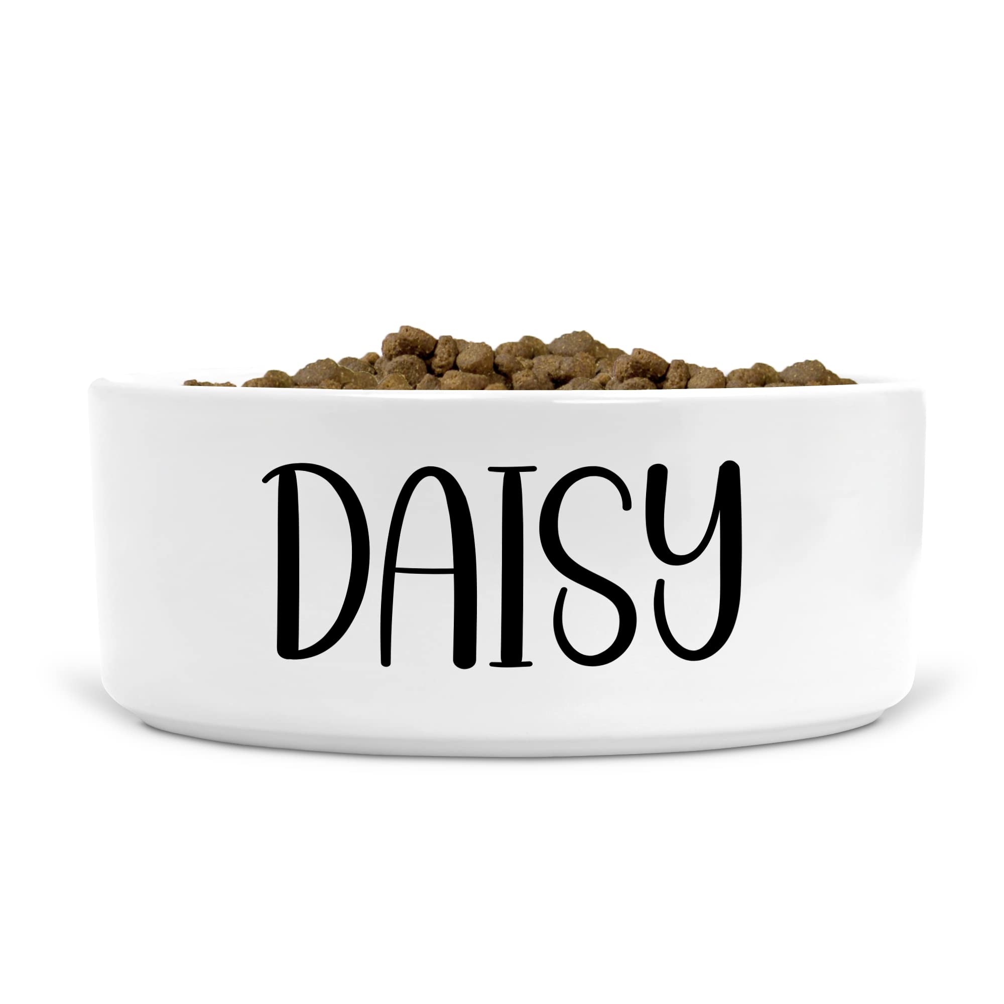 Personalised Ceramic Dog Bowl - Ideal for Food & Water Bowls Size Medium-Large Dogs (Black print, Text Style HA)