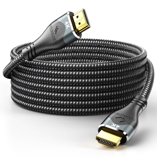 HXRKDEV Cable HDMI de alta velocidad, 18 Gbps, 4K 60HZ UHD 2160p, conectores chapados en oro de 24 quilates, trenzado de nailon compatible con laptop, monitor, PS5, PS4, Xbox One, Fire TV y más (30
