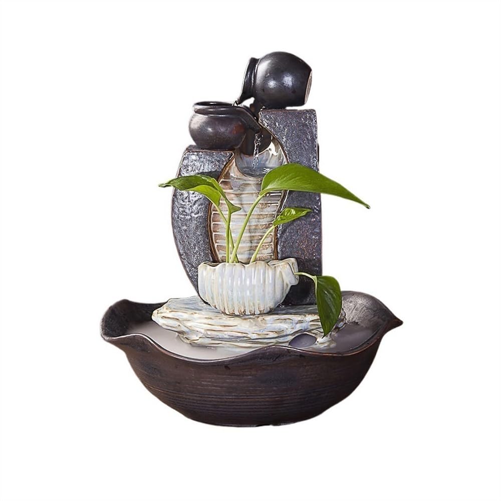 característica del Agua Fuente de Agua cerámica for Oficina, Sala Estar, Fuente silenciosa for Hacer Fortuna con Feng Shui, Adornos Escritorio