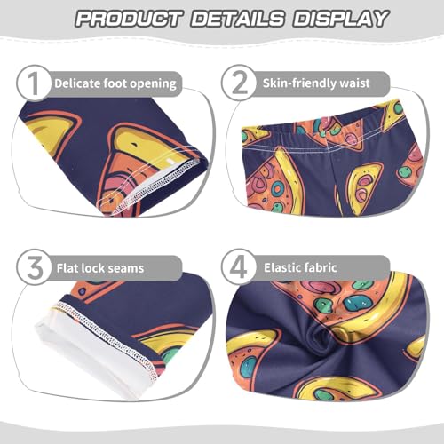 Cartoon Pizza Blue Girls Casual Leggings for Kids Printed Long Pant Bottoms Stretch and Soft3