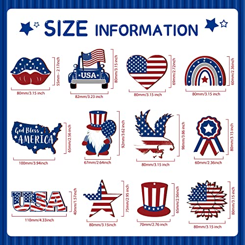 Patriotic Wooden Ornaments 4Th Of July Wood Hanging Ornaments For Tree Independence Day Gnome Wooden Ornament Or Tiered Tray Decorations For Independence Day Party Favors (Cute Style, 24 Pieces) #TOP2