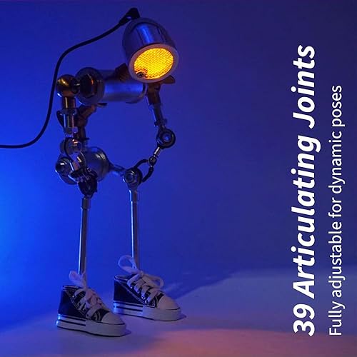 Miniatura 6 de Lámpara de escritorio de guitarra robot, lámpara de tubo de metal ajustable con accesorio de guitarra, decoración Cyberpunk Steampunk, amantes de la