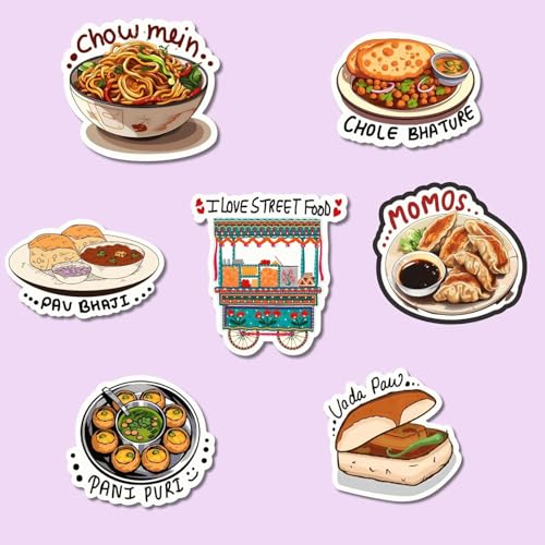 Image of Capio Art MDF Wooden Street Food Theme Fridge Magnets | Trendy Aesthetic Multipurpose Door & Office Magnets | Designer Decorative Magnet | Multicolour, Sleek & Durable Design (Pack of 7)