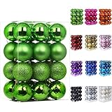Emopeak 24Pcs Christmas Balls Ornaments for Xmas Christmas Tree - 4 Style Shatterproof Christmas Tree Decorations Hanging Ball for Holiday Wedding Party Decoration (Grass Green, 1.6'/4.2CM)