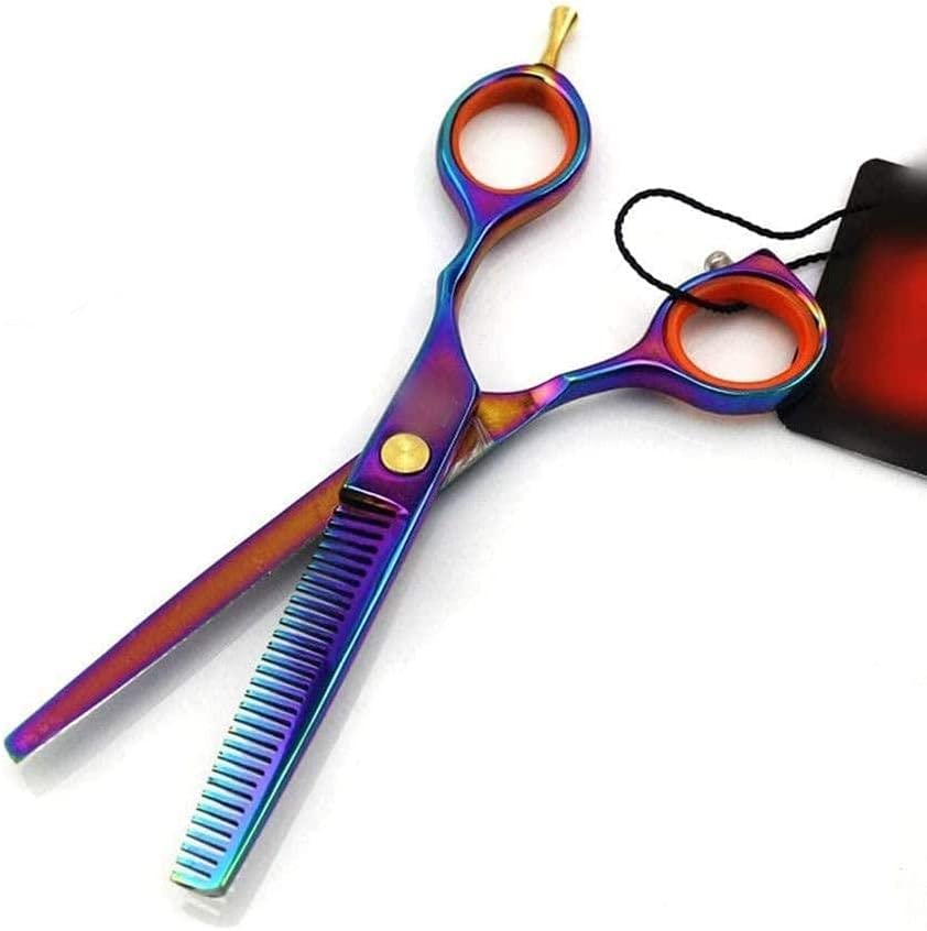 Ensemble ciseaux de coiffure professionnels plats et dents colorés - 5