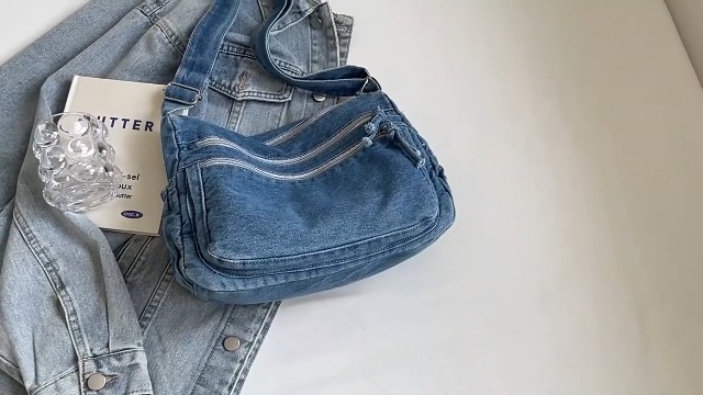 Bolso denim para mujer, gran capacidad, estilo tote miniatura 7