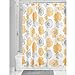 Produktbild iDesign Botanical Poly praktischer Duschvorhang fürs Bad, 183 cm x 183 cm Badewannenvorhang mit floralem Motiv aus Polyester, gelb und grau