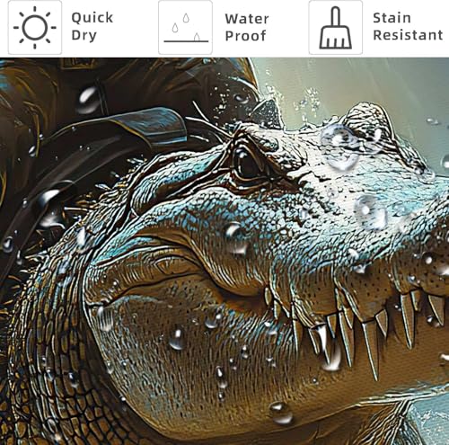 Image of Funny Shower Curtain, Cool Capybara Riding Crocodile Wild Animal Fabric Bathroom Accessories Decor Curtain, Fun Shower Curtains for Bathroom, with Hooks 72x72 Inch