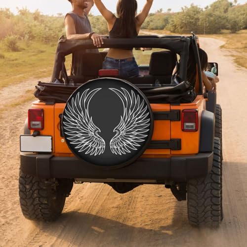 Image of Angel Wings Spare Tire Cover Dust-Proof Wheel Tire Cover Fit Trailer, RV, SUV and Many Vehicle 14 Inch