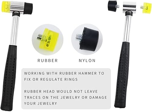 Jewelers Rubber Hammer Mallet With Wood Ring Mandrel Sizer Sizing Adjuster Ring Shaper Repair Tools Jewelry Making Kit #TOP2