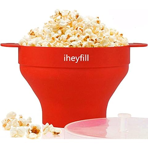 iheyfill fabricante de palomitas de maíz de silicona plegable con tapa y asas cómodas y resistentes Cover