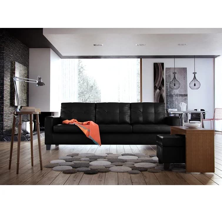 Eames 3 Seater Faux Leather Sofa Set for Living Room (Black)-image-24