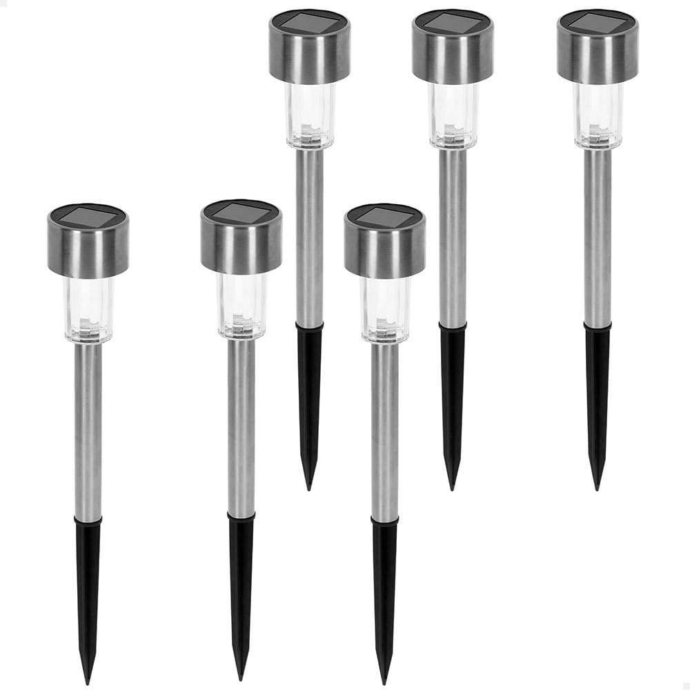 AKTIVE 61561, Pack of 6 LED Solar Garden Beacons, LED Solar Stake, Continuous Light 6-8 Hours, Waterproof, Solar Stakes, Solar LED Lights Outdoor