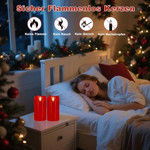 Bougies LED rouges en cire véritable avec télécommande AVEKI x2 - 2