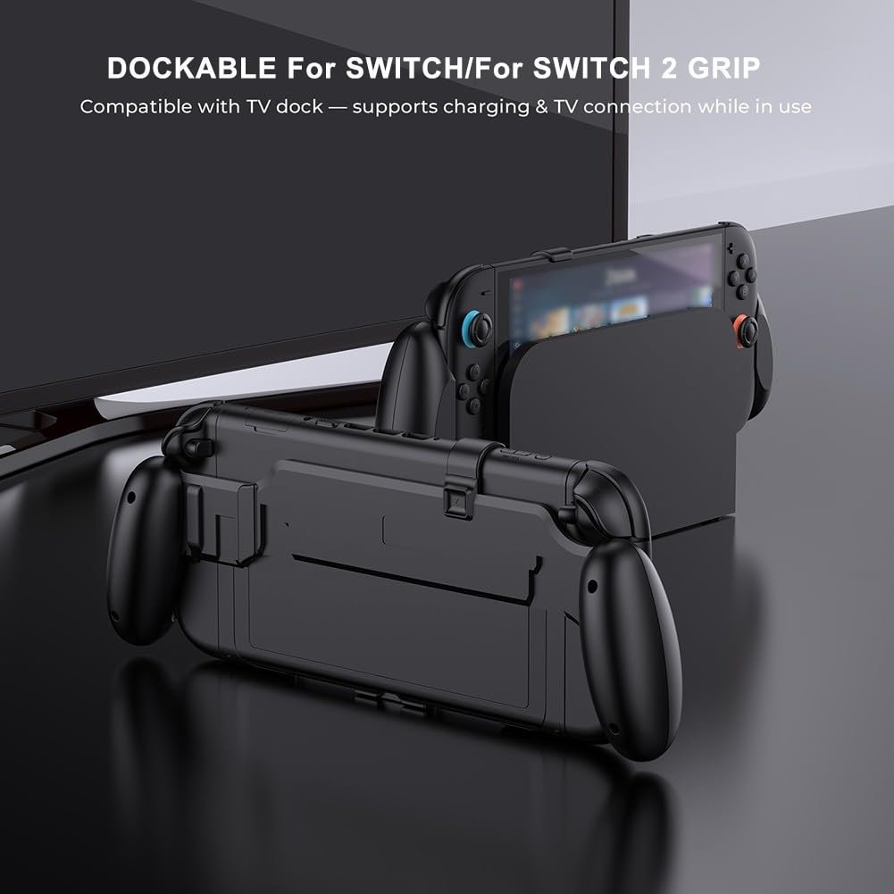 Impugnatura antiscivolo per Nintendo Switch 2, materiale ABS, design ergonomico personalizzato, per compatto 32 x 10 x 4 cm, compatibile con bianco e nero