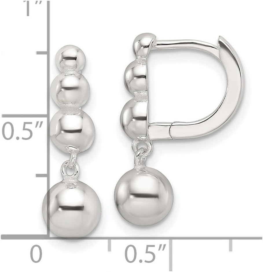 925 Sterling Silver E-coating Ball Dangle Hoop Earrings 20x6mm Wide Ball Earring for Women