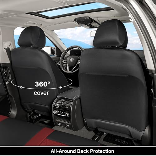 Image of Coverado Universal Leather Seat Covers Full Set for 5 Seats - Waterproof, Durable All-Weather Protector for SUV, Pickup Truck, Sedan （Red）