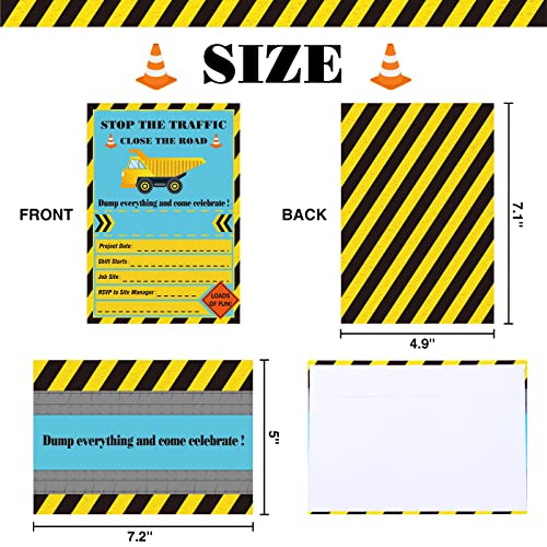 Wernnsai Construction Party Invitations With Envelopes - 20 Pack Dump Truck Party Invitation Cards For Boys Birthday Baby Shower Party Supplies #TOP2