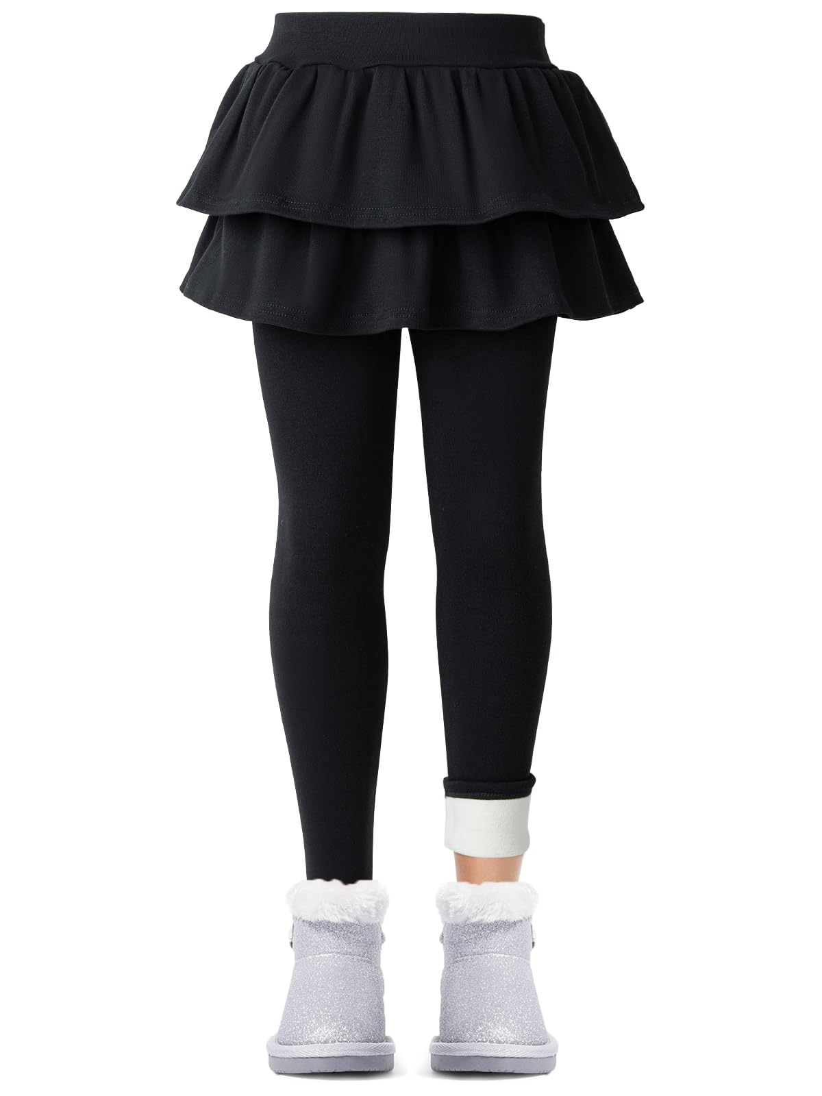 Mädchen Leggings mit Rock Winter Baumwolle Thermo Leggings Kinder Dicke Gefütterte