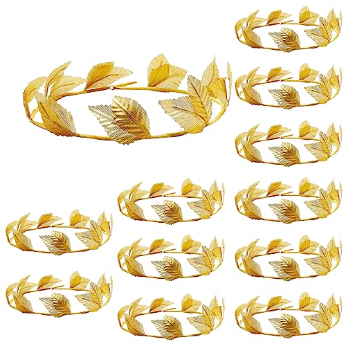 Laurel Crown 12Pcs Headpiece Gold Leaf Roman Head Wreath Leaf Headband Laurel Crown Greek Gold Decoration for Men Women Headdress Toga Party Wedding Prom Festival Hair Accessories