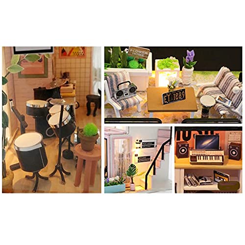DIY Puppenhaus-Miniatur-Kit Aus Holz Mit Staubschutz Und Led-Licht Und Spieluhr, Mini-Raum-Bastelset Mit Möbeln, Beste… – Bild 7