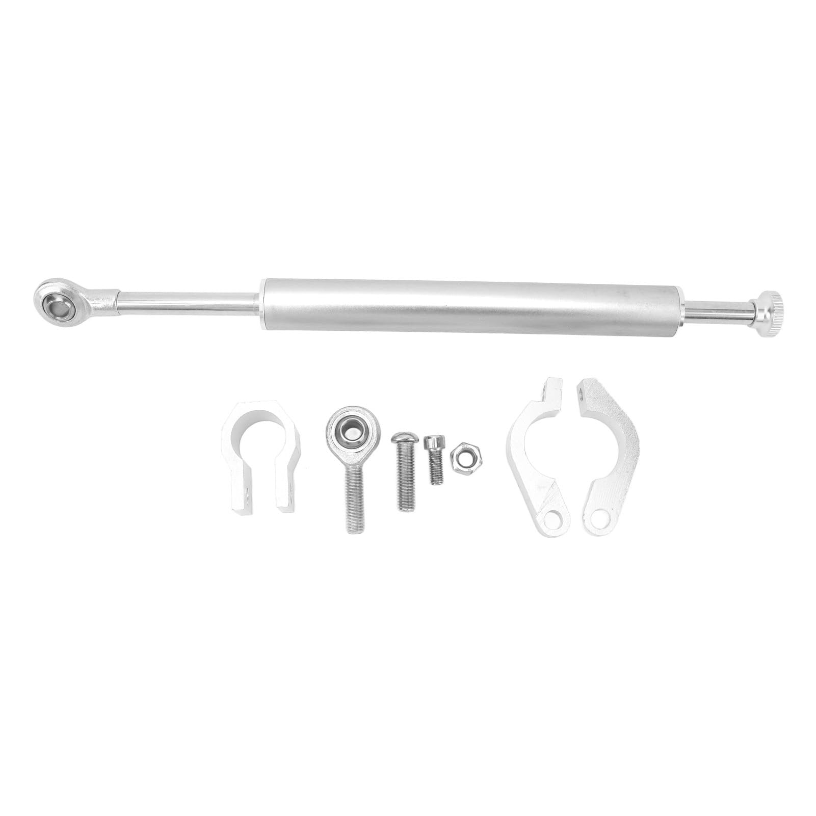 Motorcycle Steering Damper Stabilizer Universal Aluminum Adjustable Steering Damper for Most Motorcycles 330mm 13in (Silver)