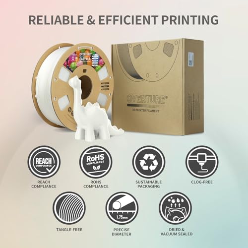OVERTURE Easy PLA 1.75 mm 3D Druckerfilament, 1kg (2.2 lbs), Verstärkt Zähigkeit PLA, Maßgenauigkeit +/- 0,02 mm (Easy Weiß) – Bild 6