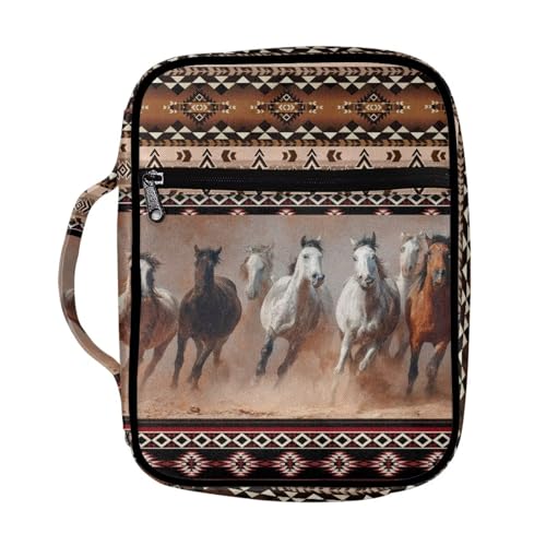 Coldinair Tribal Horse Ethnic Geometric Bible Case for Women Bible Bag Covers for Girls,Book Carrying Case Holder for Women,Fits for Standard/Large Size Bible